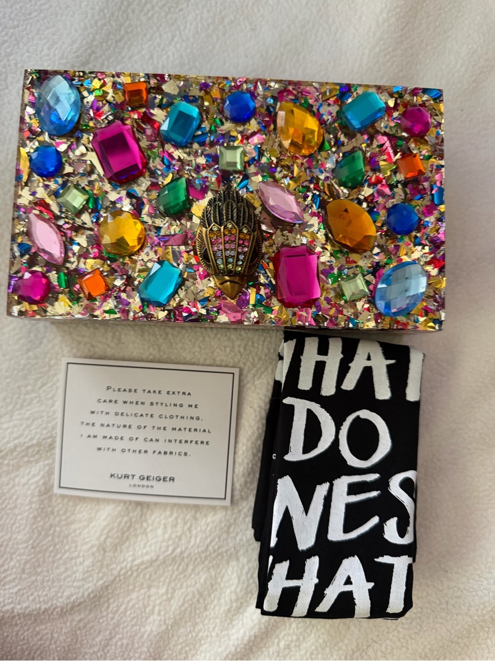Kurt Geiger London Crystal Box Clutch Multicolor NWT Chain Strap - Picture 6 of 6